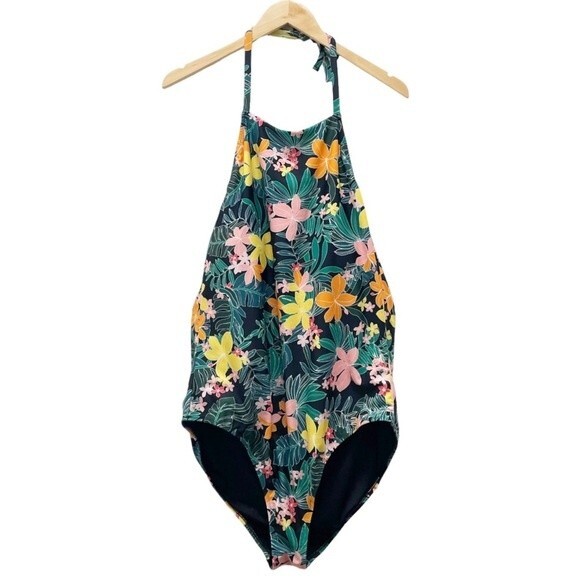 Old Navy Hibiscus Print Plus Size Halter Tie One Piece Swimsuit Plus Size 2X - Picture 2 of 12